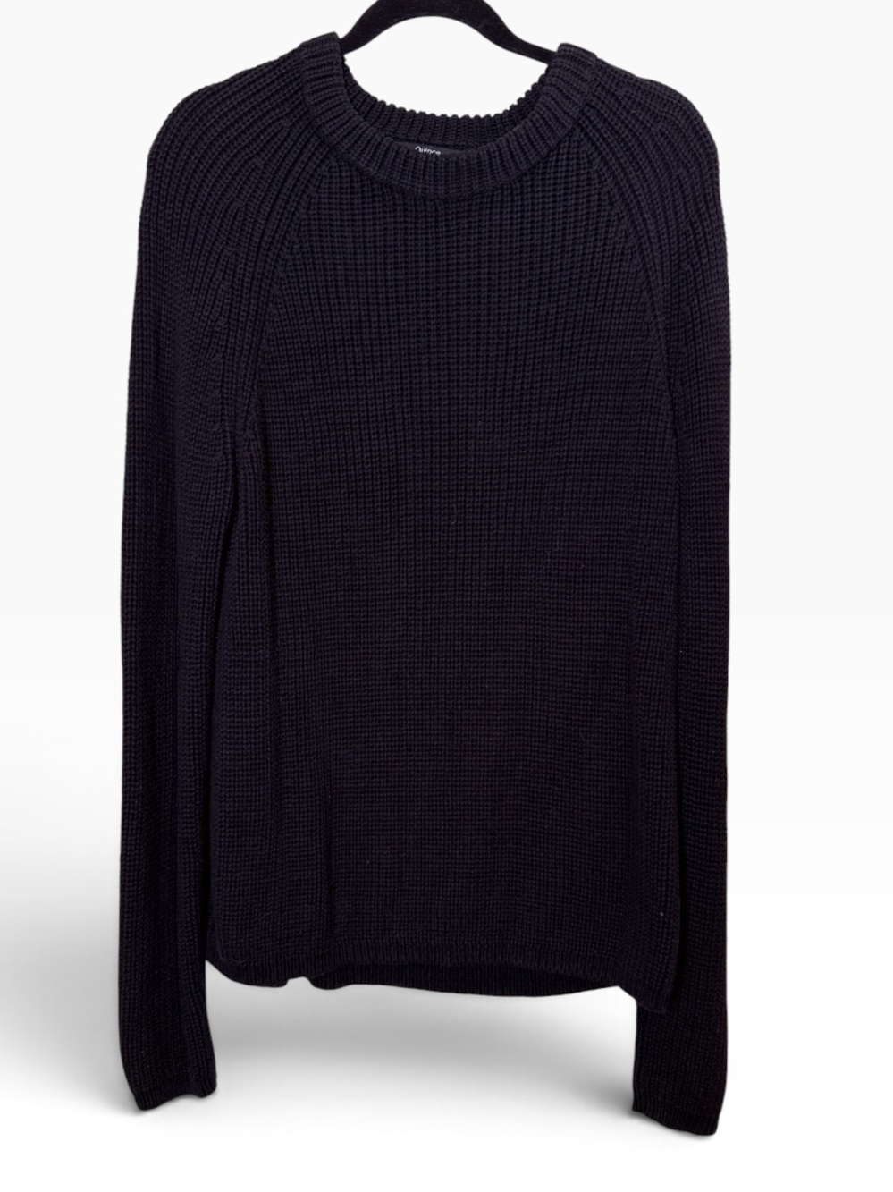 Quince Black Organic Cotton Knit Classic Crewneck Fisherman Sweater sz L